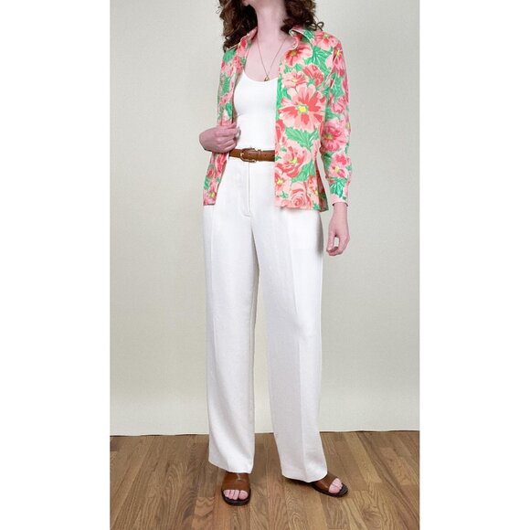 Stunning Vintage Floral Print Blouse Button Up Shirt Garden Girl Preppy Feminine - Picture 10 of 10